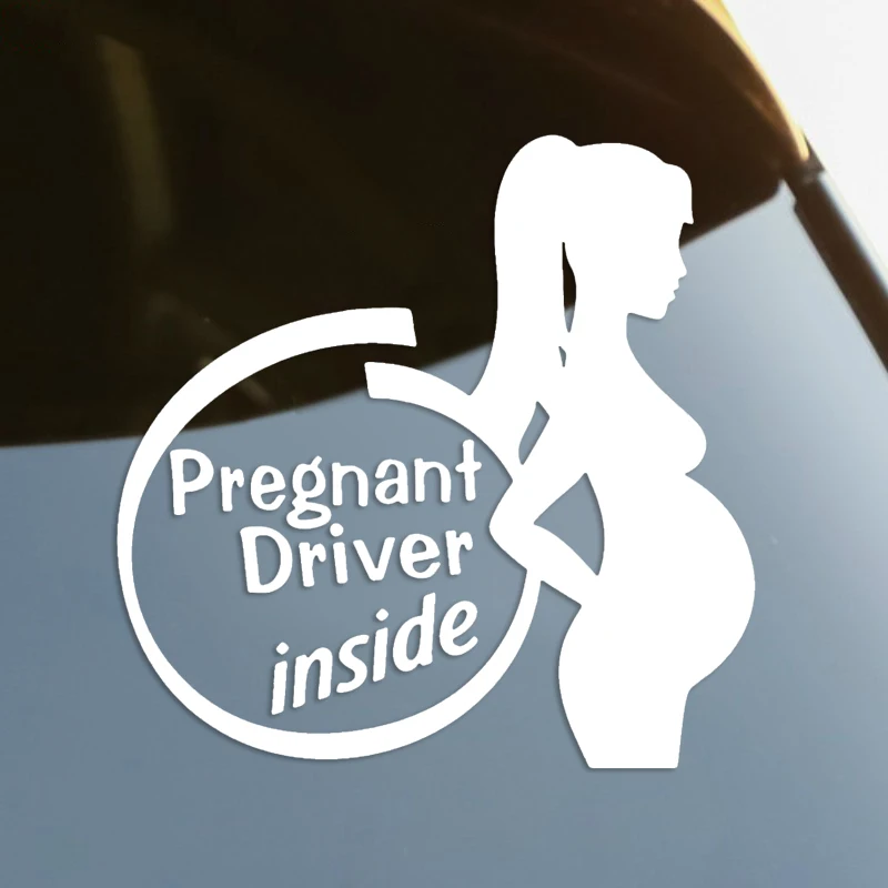 Pregnant Driver Insid Die-Cut Vinyl Decal Car Sticker Waterproof Auto Decors on Car Body Bumper Rear Window Choose Size #S60253