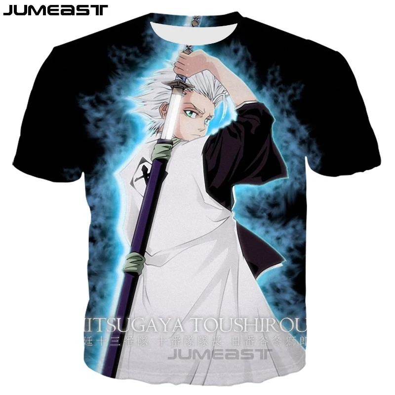 Jumeast Men Women 3D Printed T-Shirt Cartoon Anime Bleach Oversized Summer O-Neck Short Sleeve T Shirt Sport Pullover Tops Tees