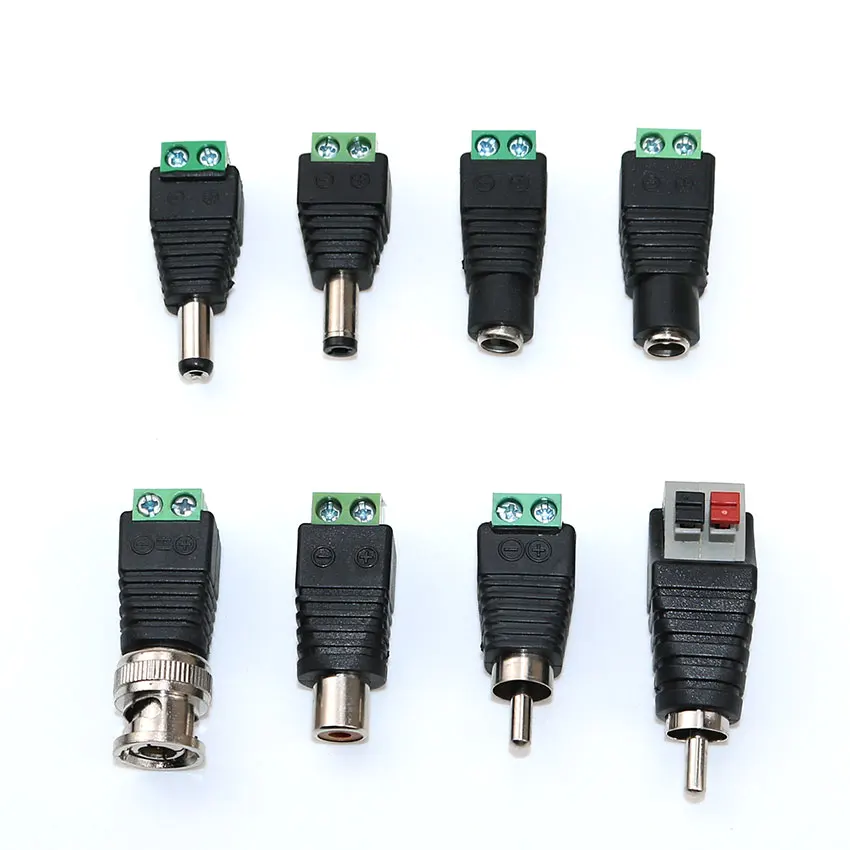 ChengHaoRan  1pcs 5.5 * 2.1 5.5*2.5  BNC RCA to DC Crimp Terminal Block Plug Connector Adapter for CCTV Camera Wire female male