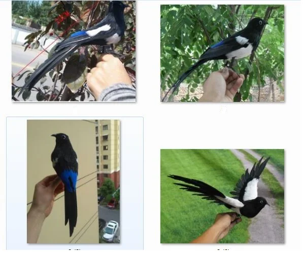 

lifelike bird feathers magpie bird model ornaments handicraft,home garden decoration gift a2960