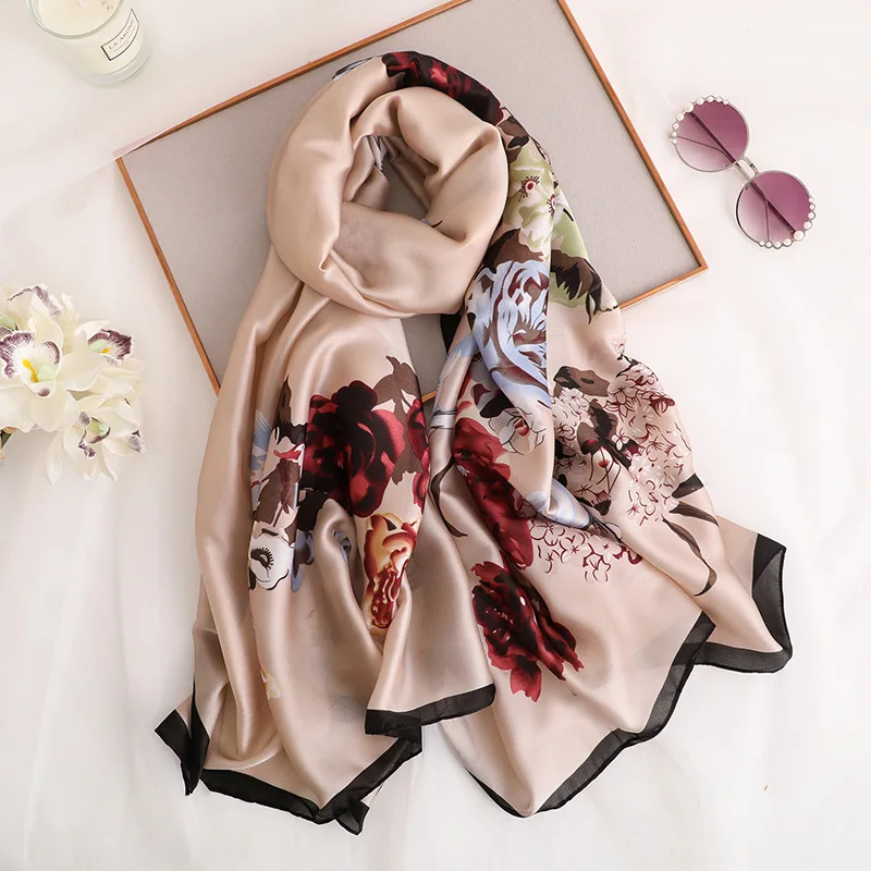 2021 designer brand women scarf print Long silk scarves fashion lady hijabs shawls and wraps foulard bandana beach stoles