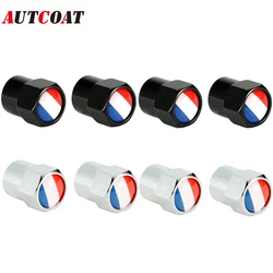 AUTCOAT 4Pcs/Set Tire Valve Dust Caps France National Flag Aluminium Alloy/Copper for Cars Trucks Motorcycles Bicycles Bikes