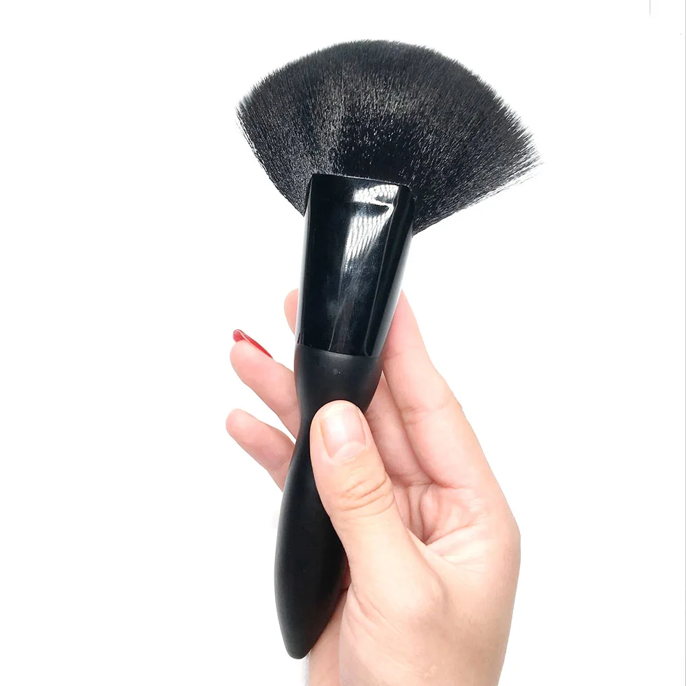 GUJHUI Large Fan Brush Makeup Brush Soft Black Hair Blush Face Powder Foundation Brush Beauty Tool