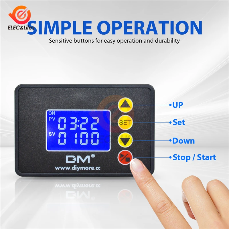 Imagem -03 - Programável Interruptor Temporizador Digital Controle de Relé Controle Controlador de Tempo Módulo Delay dc 12v 24v 20a ac 110v 220v 10a 1.37 Polegada