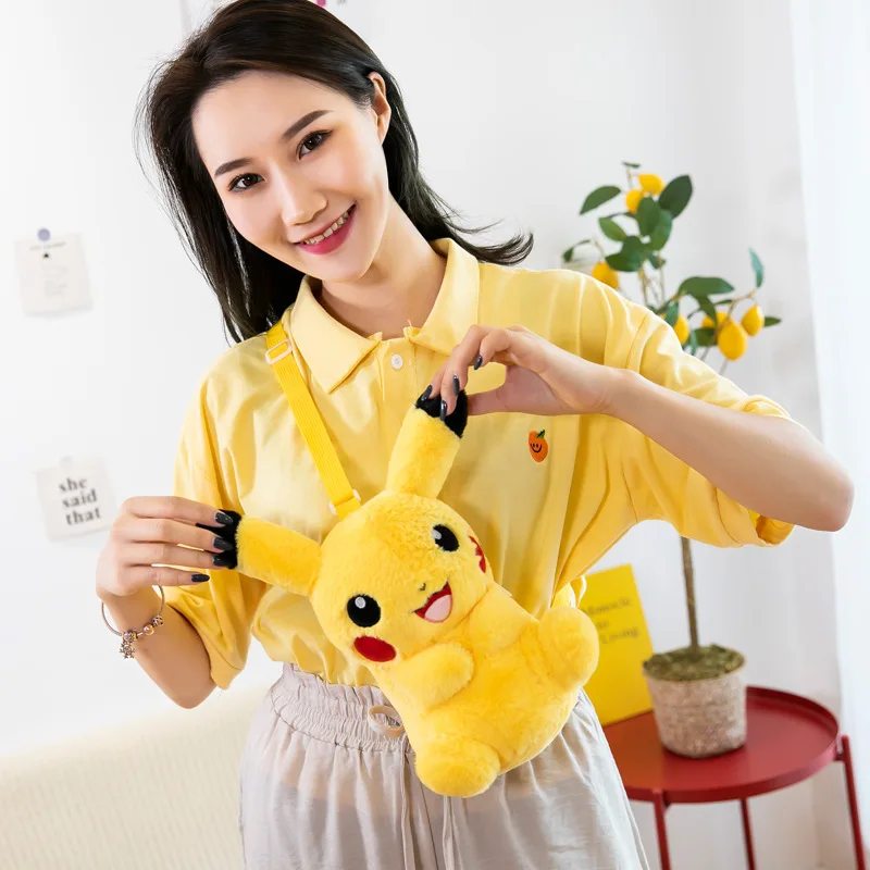 Pokemon Pikachu Creative Net Red Plush Small Bag Cartoon Backpack Cute Super Cute Girl Heart Gift Birthday Gift Christmas Gift