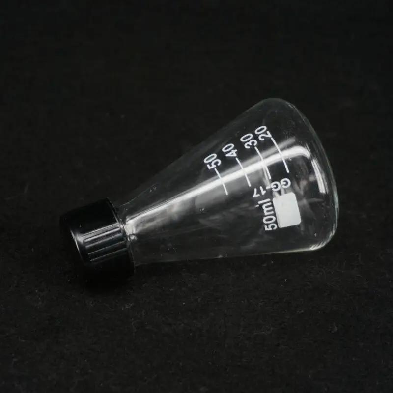 1pcs Glass Conical Erlenmeyer Narrow Mouth Screw Cap Flask Lab Supplies Borosilicate Glassware 50ml .