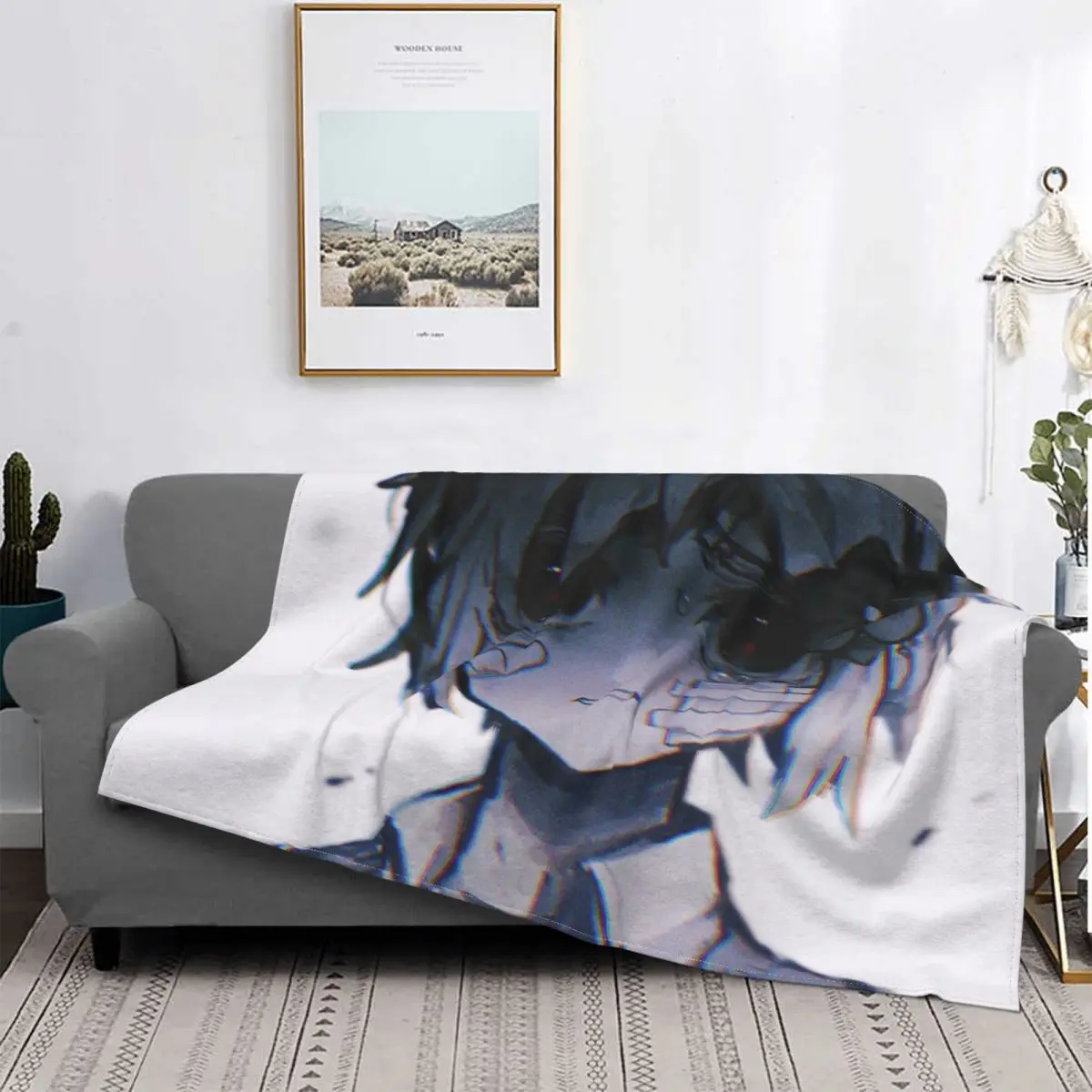 

Omori Fleece Blanket Basil Face Tears Bandage Vintage Throw Blankets for Home 125*100cm Bedspreads