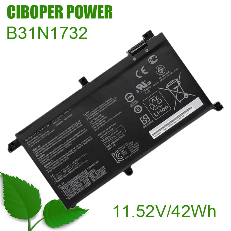 CP Original Laptop Batterie B31N1732 11,52 V/42Wh/3653mAh Für Vivobook S14 S430FA-EB021T S430UA-EB015T S4300F Mars15 VX60G