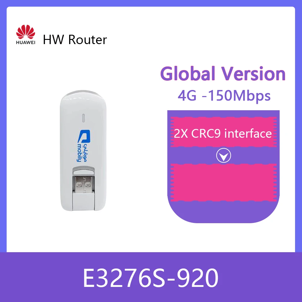 

Unlocked Huawei E3276s E3276S-920 4G LTE Modem 150Mbps WCDMA TDD 2300/2600MHZ Wireless USB Dongle +2PSC ANTENNA