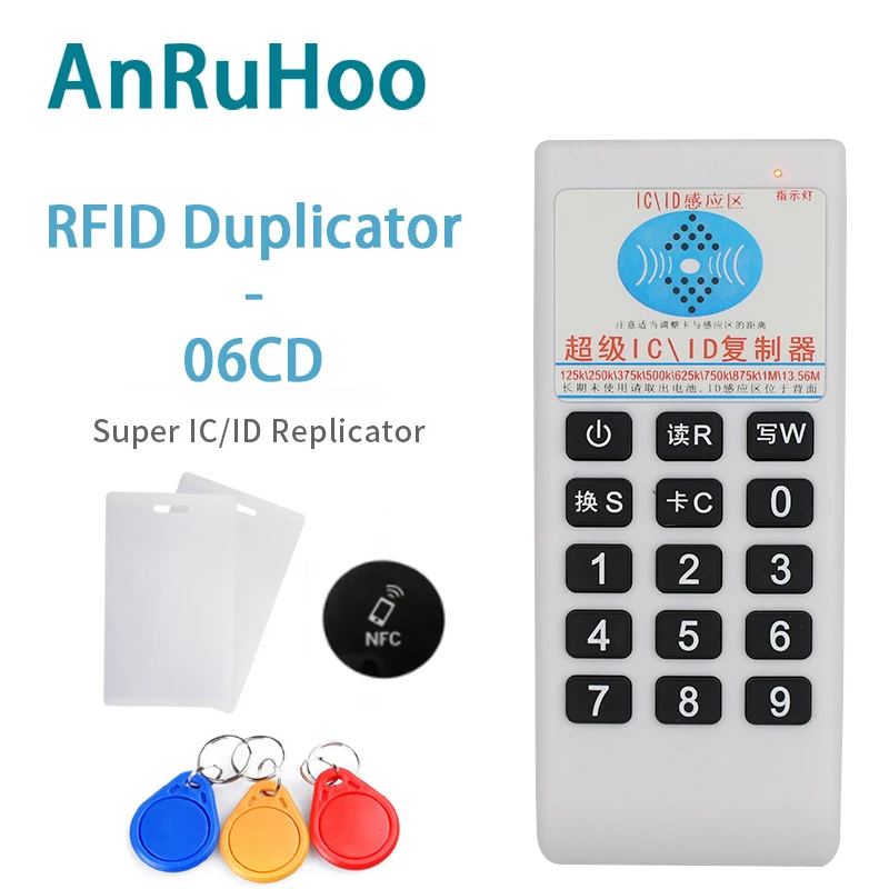 Handheld RIFD Smart Duplicator 125Khz-13.56Mhz Card Reader NFC Key Writer T5577 Clone IC/ID Badge Tag Copier