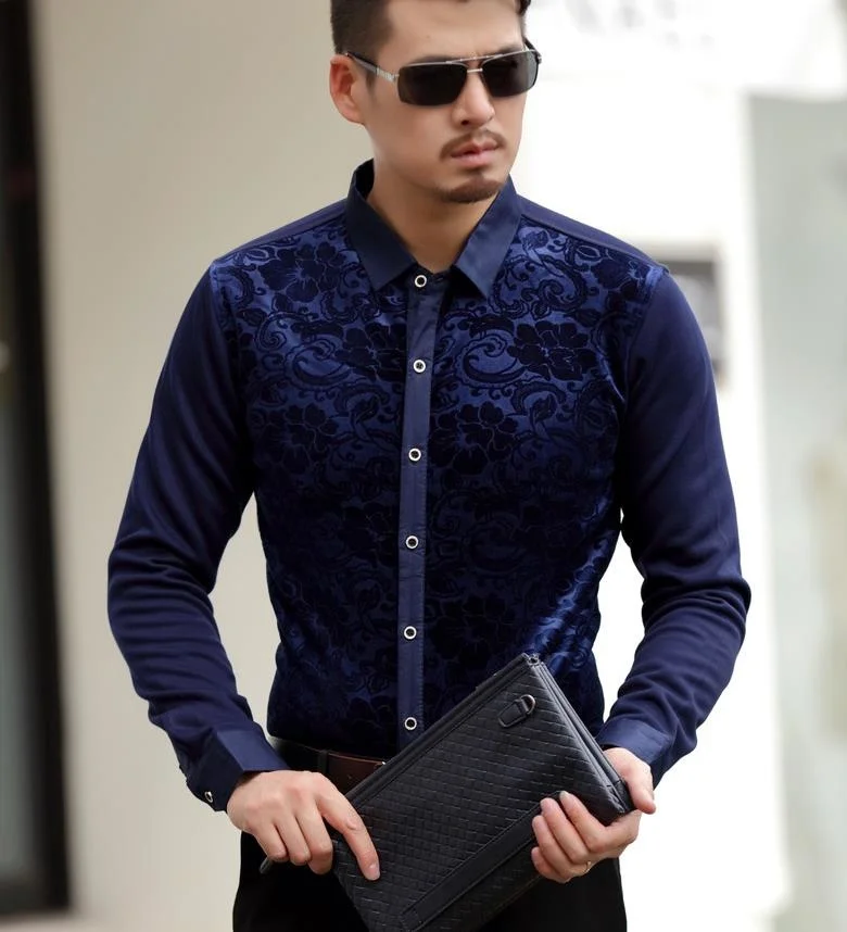 

Velvet Mens Formal Long Sleeve Shirts Winter Autumn Men Full Sleeve Dress Shirt Thick Flannel Warm Slim Shirts
