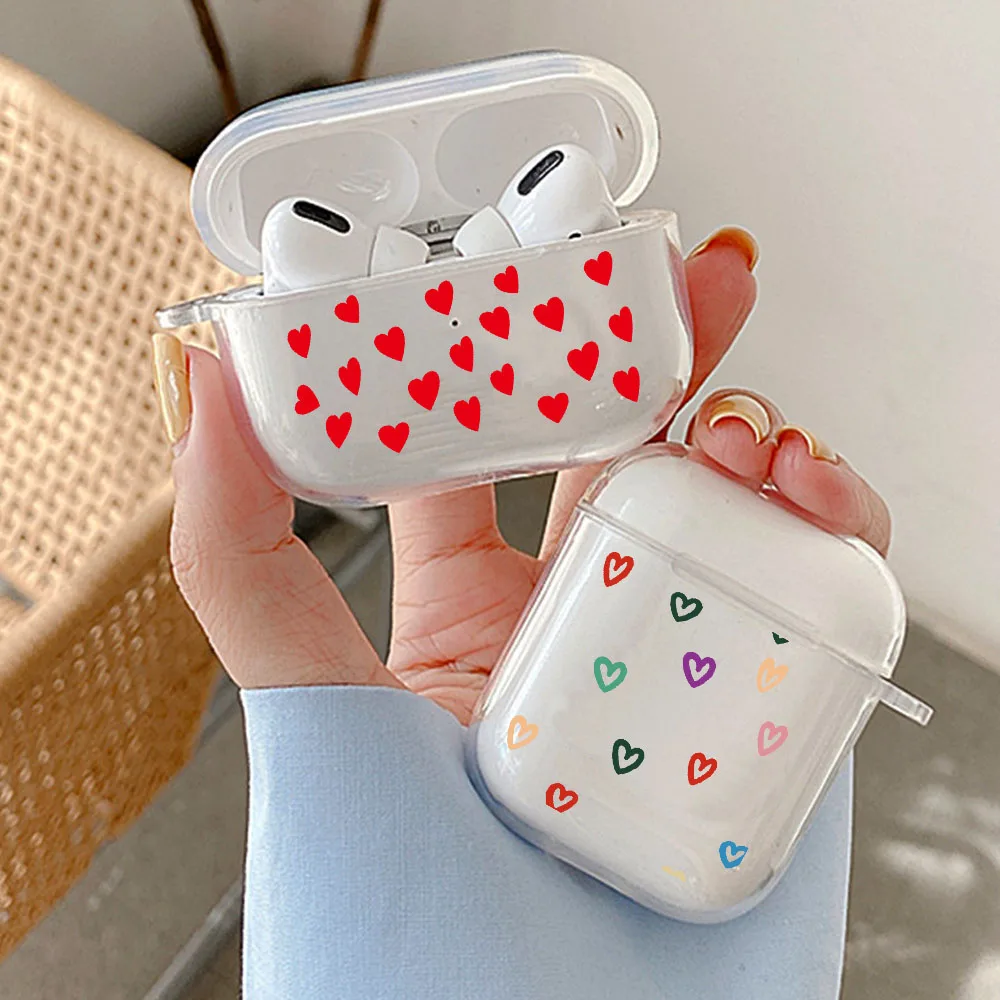 Love Heart Transparent TPU Cover For Apple Airpods 2/1 3 Earphone Coque Soft Protector Funda Airpods Pro Pod Covers Earpods Case