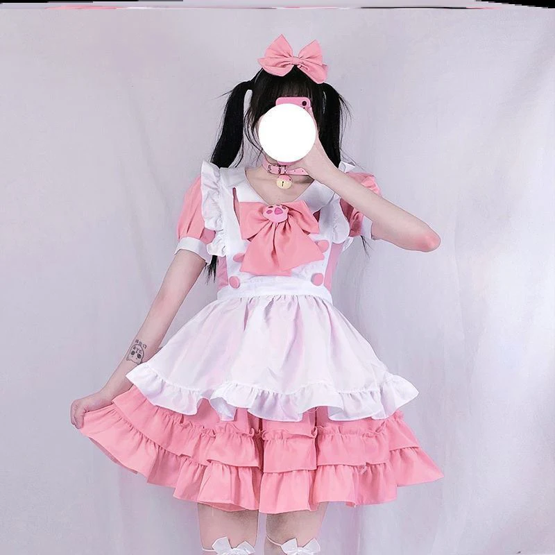 Costumes d'halloween Cosplay pour femmes, tablier de demoiselle, tenue de serveuse Sexy, robe de chat Lolita