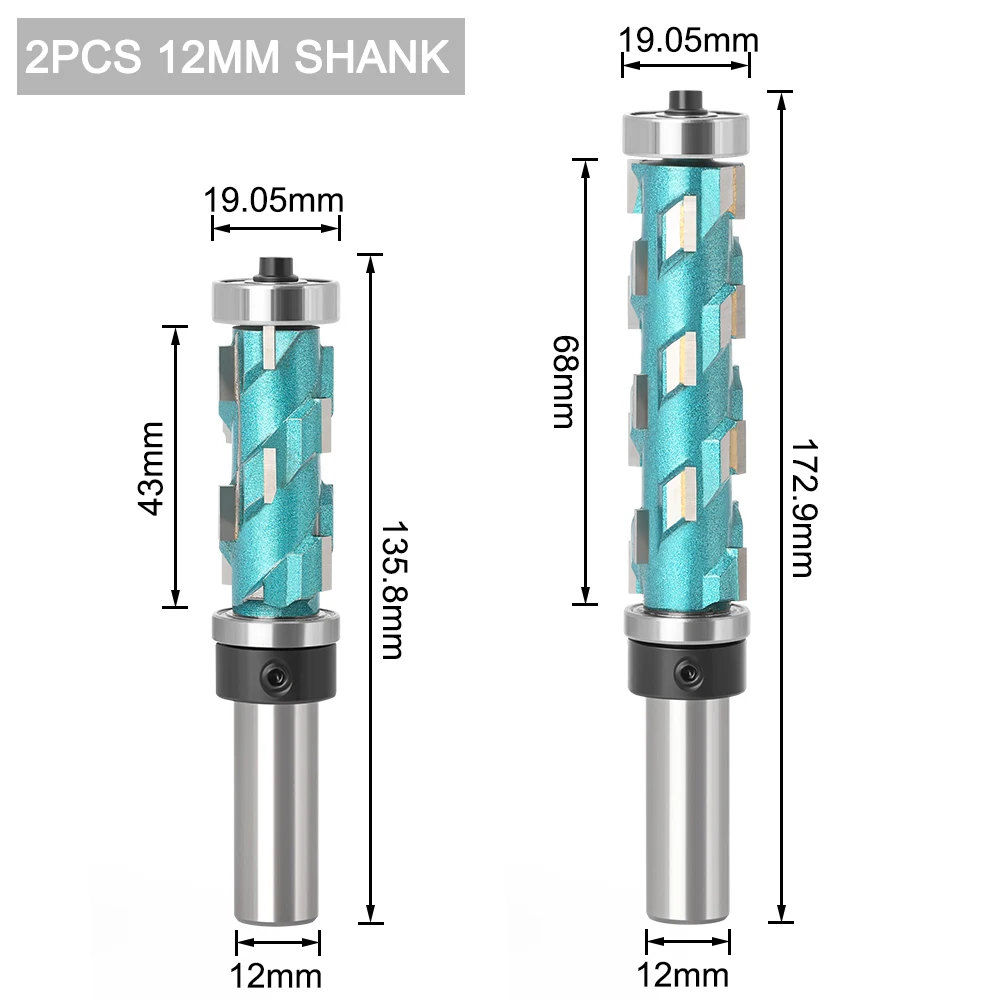12Mm 1/2 "Shank Flush Trim คาร์ไบด์เกลียว Top แบริ่ง Cnc Router Bit การบีบอัด-ตัด End Mill bit Face เครื่องตัดไม้
