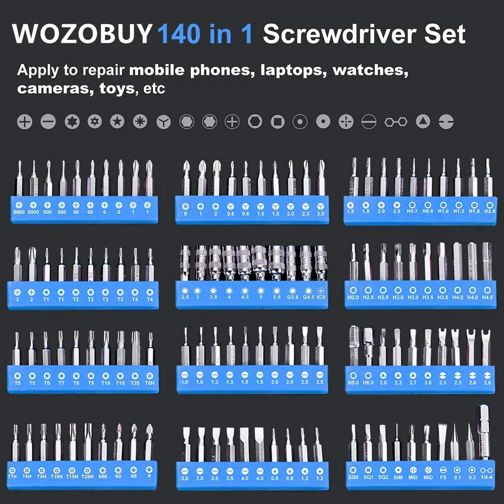 Precision Screwdriver Set 142 in 1 Magnetic Driver Kit Professional Repair Tool Kit with Portable Bag for iPhone, Laptop,Tablet