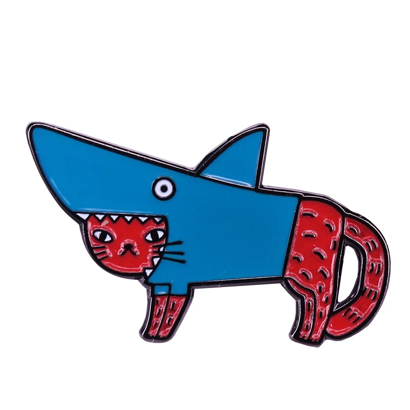 Kawaii shark cat enamel pin beautiful illustration art collection