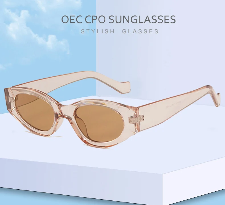 OEC CPO Vintage Cat Eye Sonnenbrille, grüner Punk-Stil, UV400-Schutz, ovale Form, modische Brillen für Damen und Herren – Detail 1