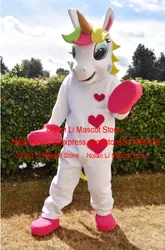 Hot Sale Unicorn Mascot Costume Cartoon Anime Pink White Rainbow Magic Catwalk Stage Promotion Birthday Party Gift 1044