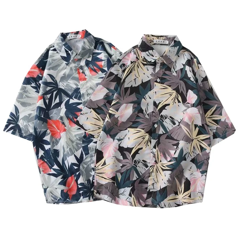 Brand Summer Hot Selling Hawaiian Men's Hawaii Beach Shirt, Men Short Sleeve Floral Loose Casual Shirts Fast Drying M-3XL