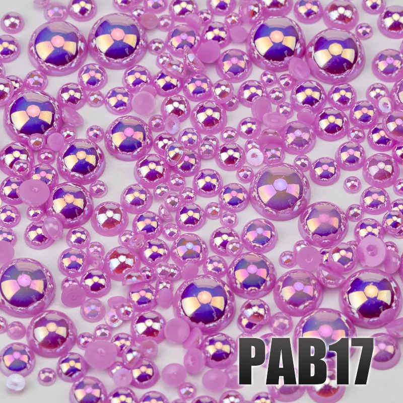 VDD 200g Großhandel Gemischte Größen 3-10mm Farbe AB Macaroon ABS Imitationsperlen Halbrunde Flachrückseitige Perlen DIY Nagelkunst Dekoration Handwerk – Detail 19
