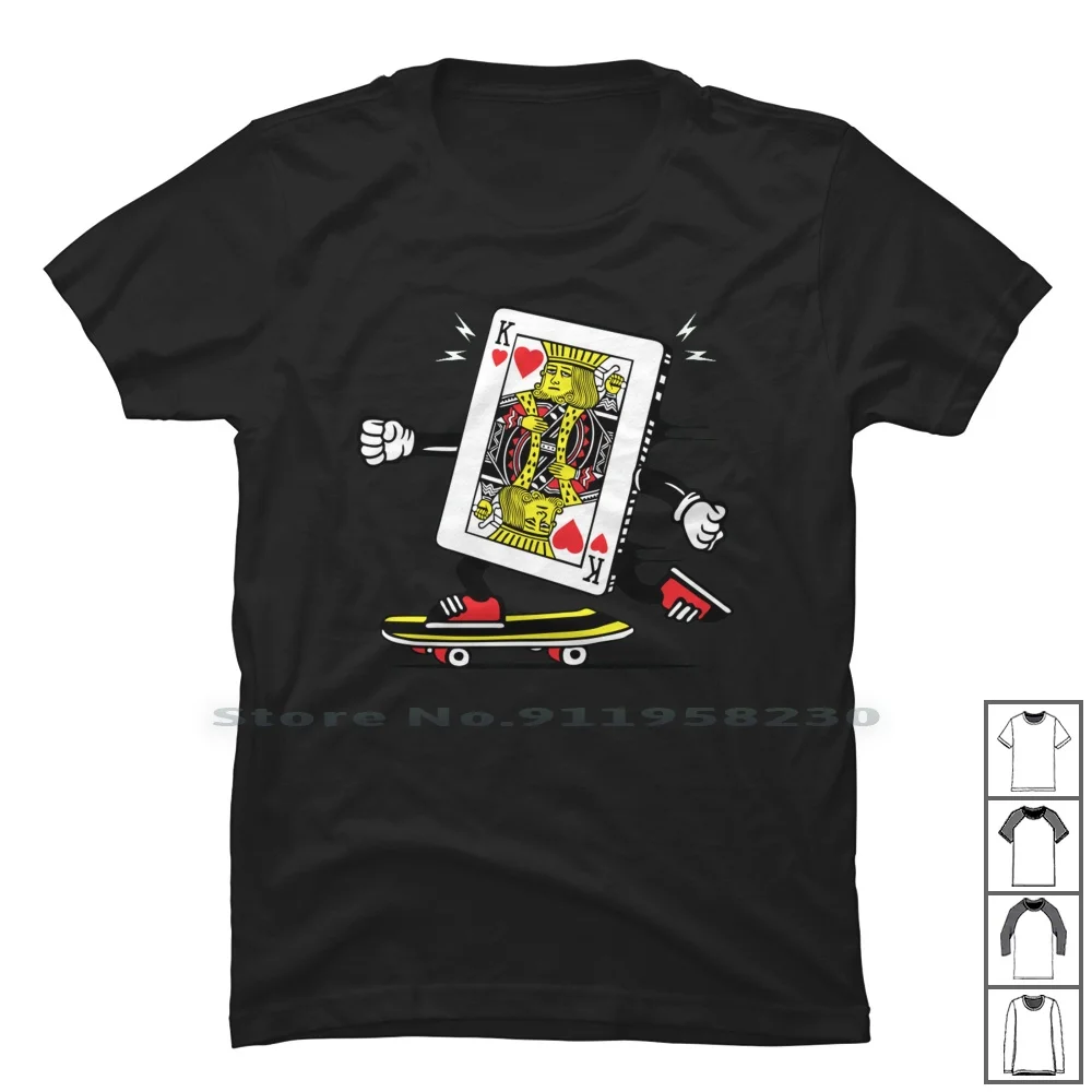 King Poker Card Skater Skateboard T Shirt 100% Cotton Skateboard Cartoon Skater Skate Board Poker Comic Movie Tage Skat Game