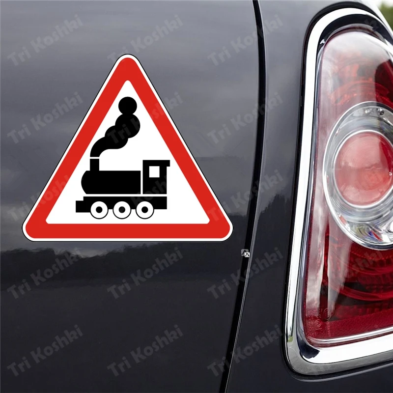 Tri Koshki KCS314 Warning Sign 1.2 Railway Crossing Without Barrier Car Sticker PVC Decals Sticker on Car motorcycle Truck Bumpe