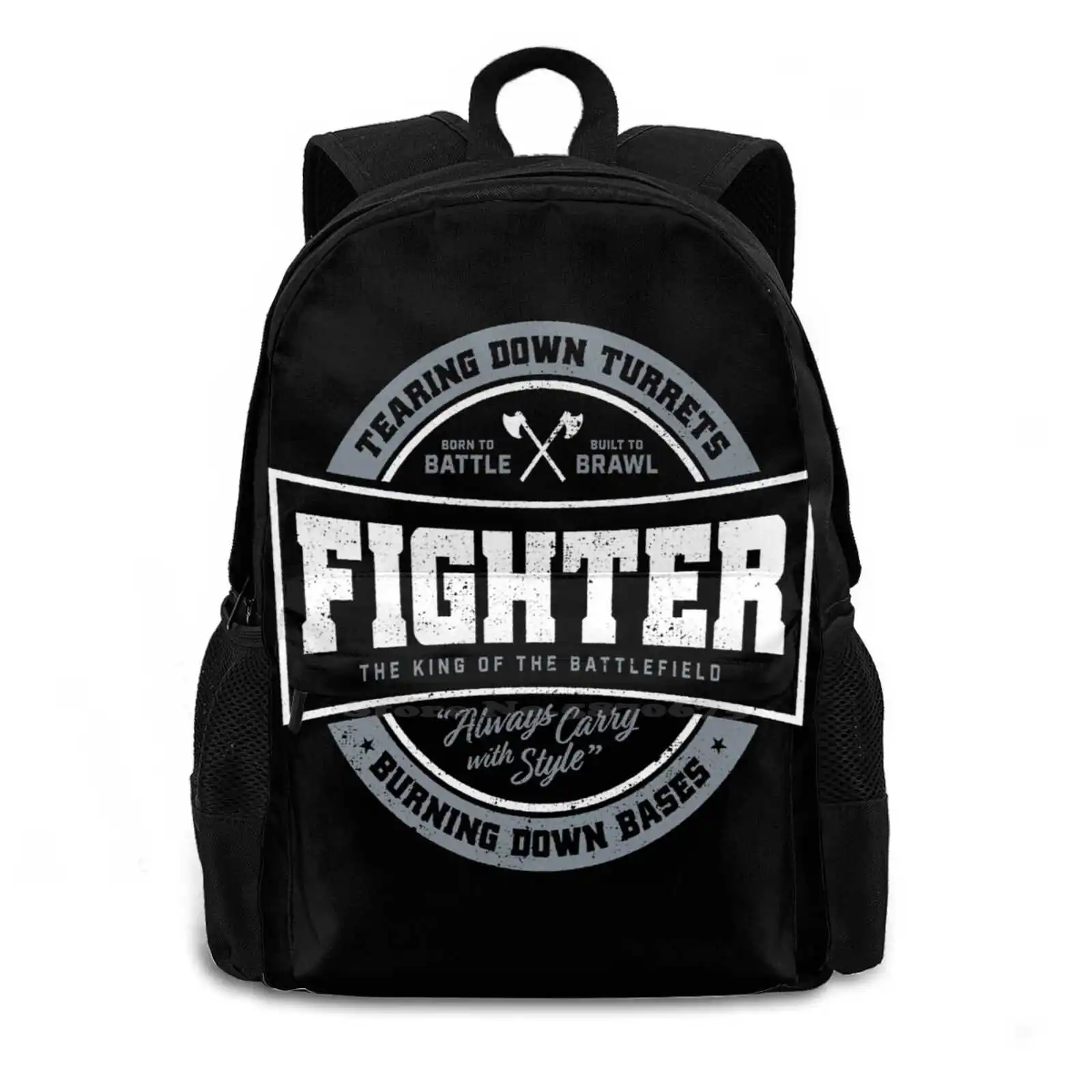 Fighter Backpack For Student School Laptop Travel Bag Video Game Gamer Pc Gaming Console Gaming Character Class Fighter Battle