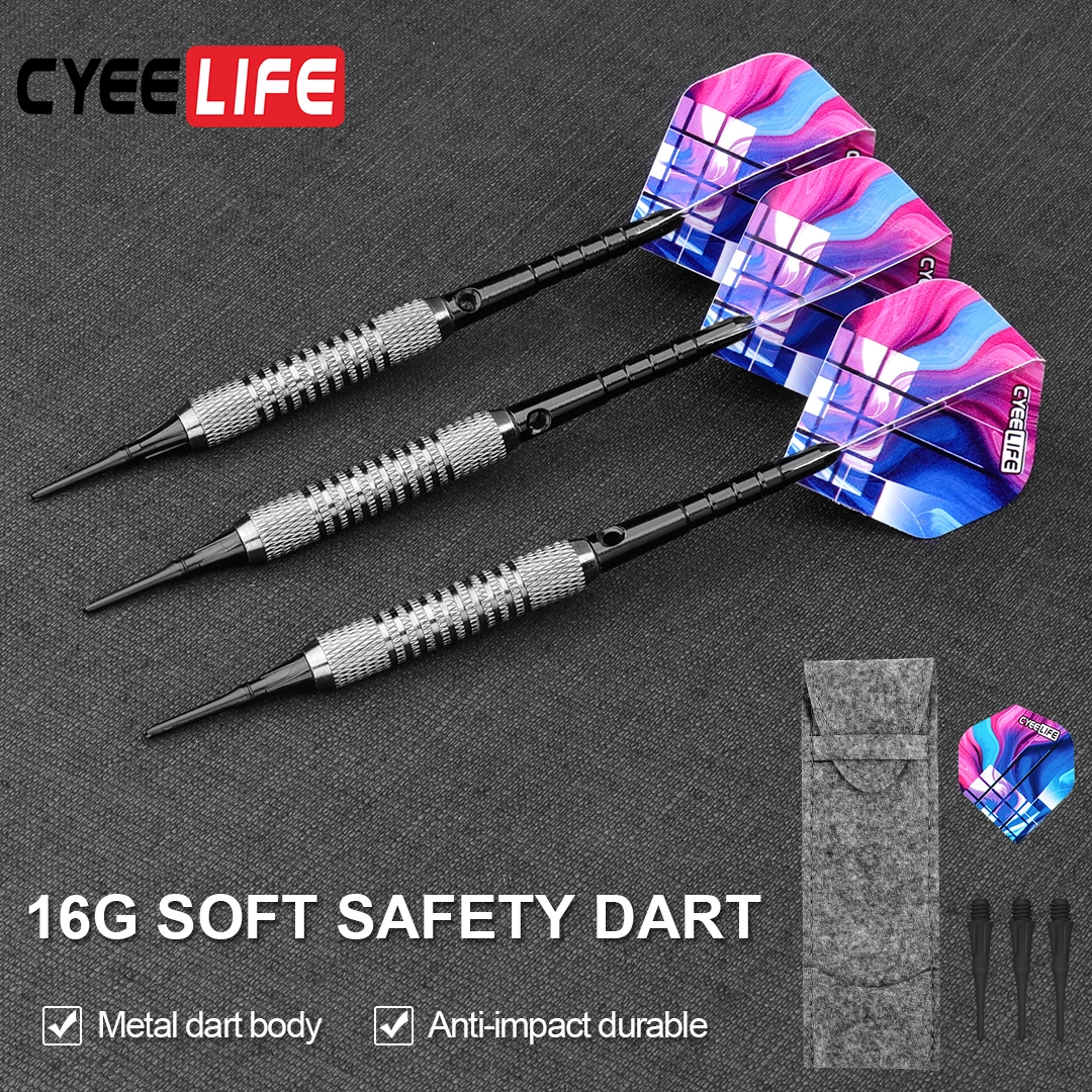 

Мягкий наконечник для Дартс CyeeLife 16 г, 5 цветов, алюминиевые валы с резиновыми кольцами, держатель для дартс, чехол для переноски, семейный бар, развлекательные игры