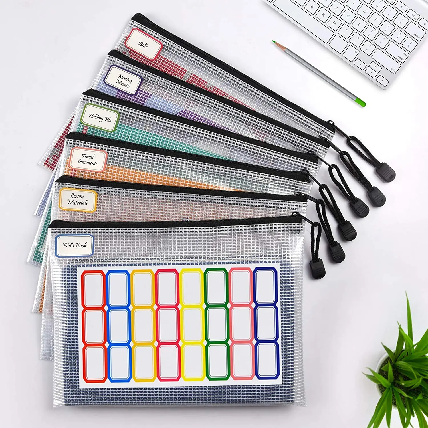 6PCS A5 Waterproof Tear-Resistant File Folders Mesh Zipper Pouches,Document Organizer Bags for School Office Home Travel Storage