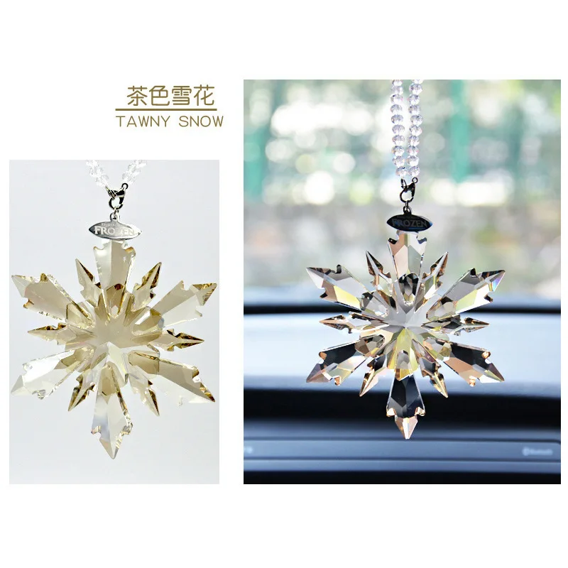 Car Styling Snowflake Crystal Pendant Car Ornament Modern Art Car Hanging Decoration Fashion Car Interior Accessories for Girls