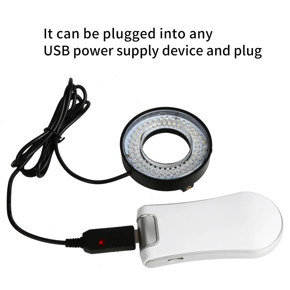 USB 72 LED Ring Light Microscope Illuminator Lamp Adjustable Focus Lamp For Monocular Binocular Trinocular Stereo Microscope