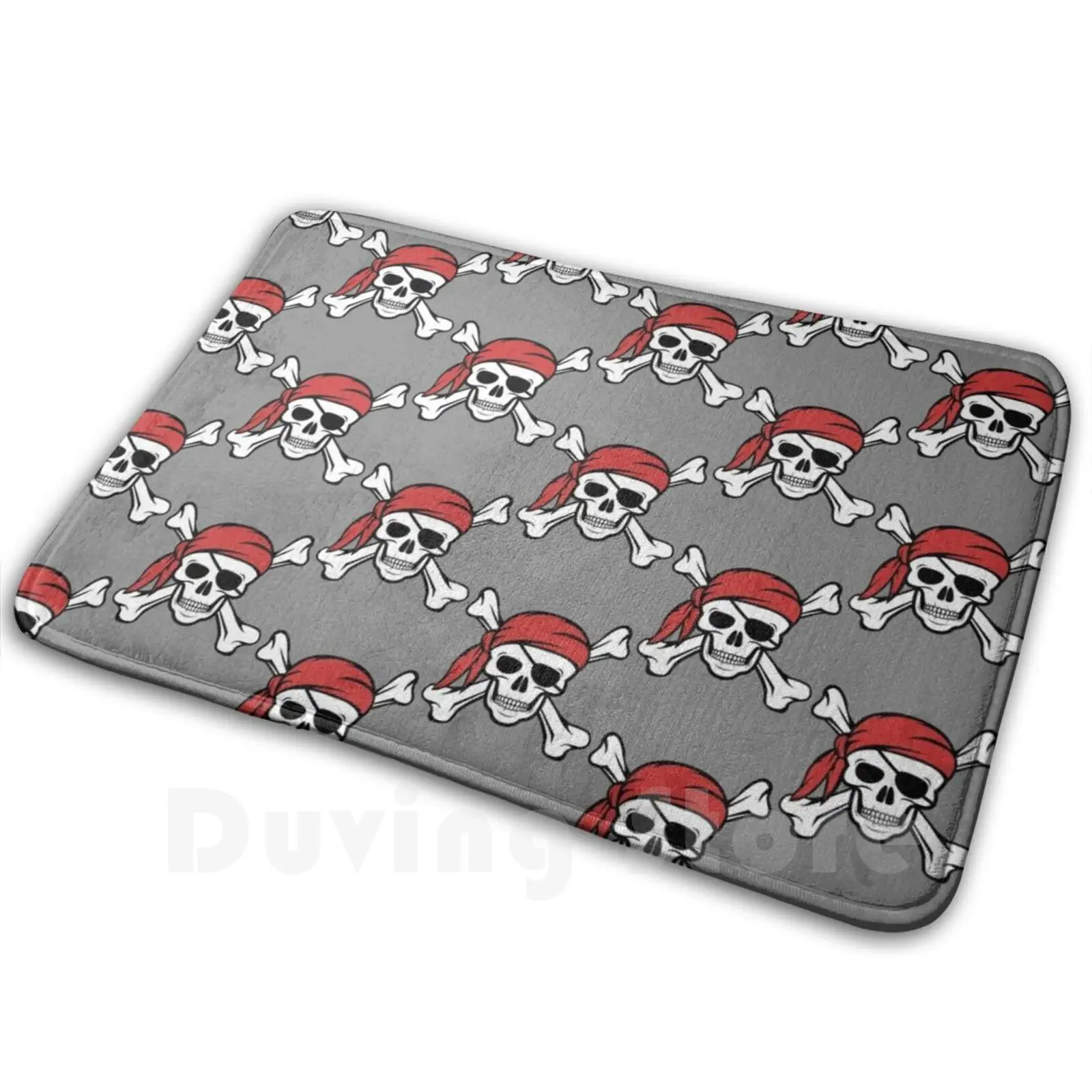 Jolly Roger-calavera pirata, escuadrón caribeño, barba negra, pirata de un ojo, alfombra de Halloween, cojín, pirata suave
