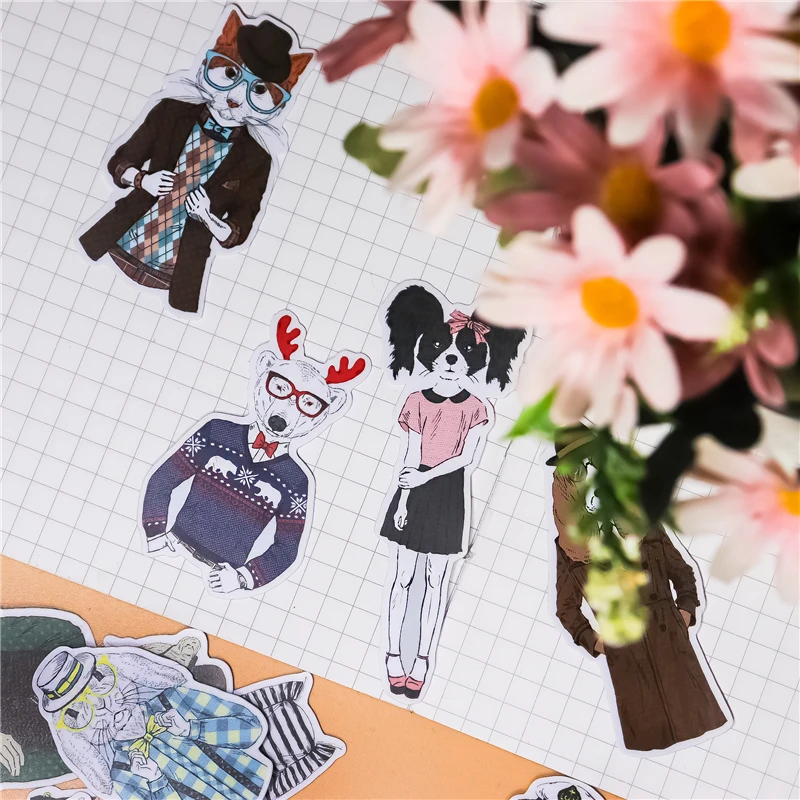 26PCS Cute Fashion Mr Miss Anime Dog Paper Stickers Crafts And Scrapbooking Stickers Book Decorative Sticker DIY Stationery