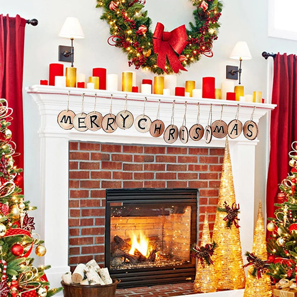 10pcs Christmas Wood Slices DIY Craft Decorations Wooden Disks Birthday Party Kids Table Cards Wedding Xmas Decoration Gifts Tag