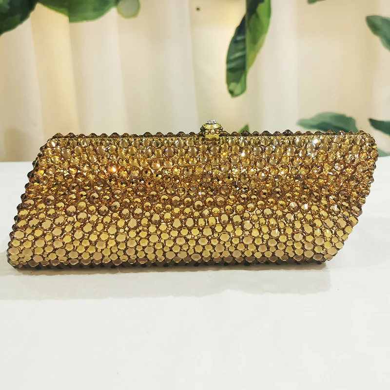 WHTUOEHENG Gold Gemstone Diamond  Women Clutches Bags Best Christmas Gift Ladies Crystal Phone Money Wallets Pocket Collection