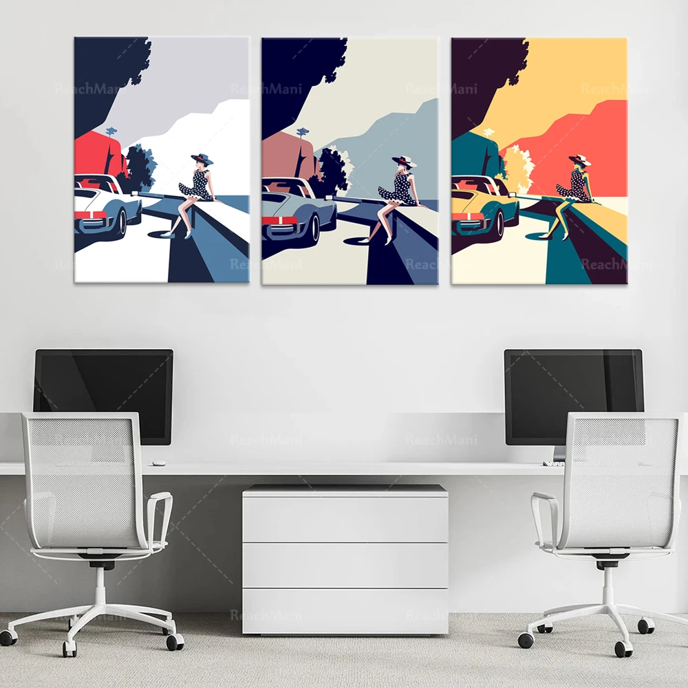 

Lady and her car Gifts, artwork, posters, car prints, wall decoration posters