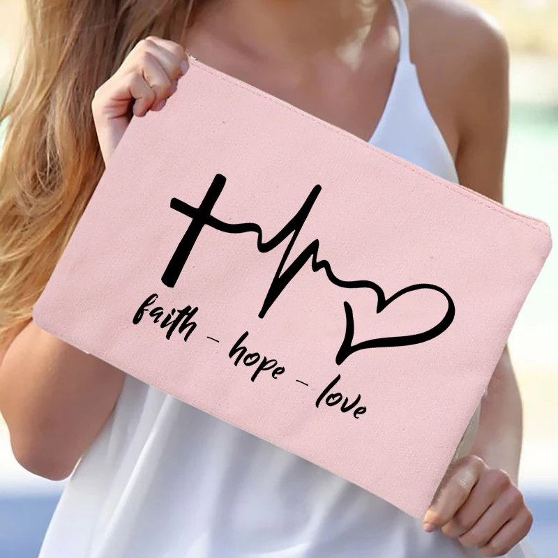 Jesus Faith Christian Women Outdoor Storage Bags Toiletry Organizer Cosmetic Pouch Portable Female Travel Makeup Case Pencil Bag