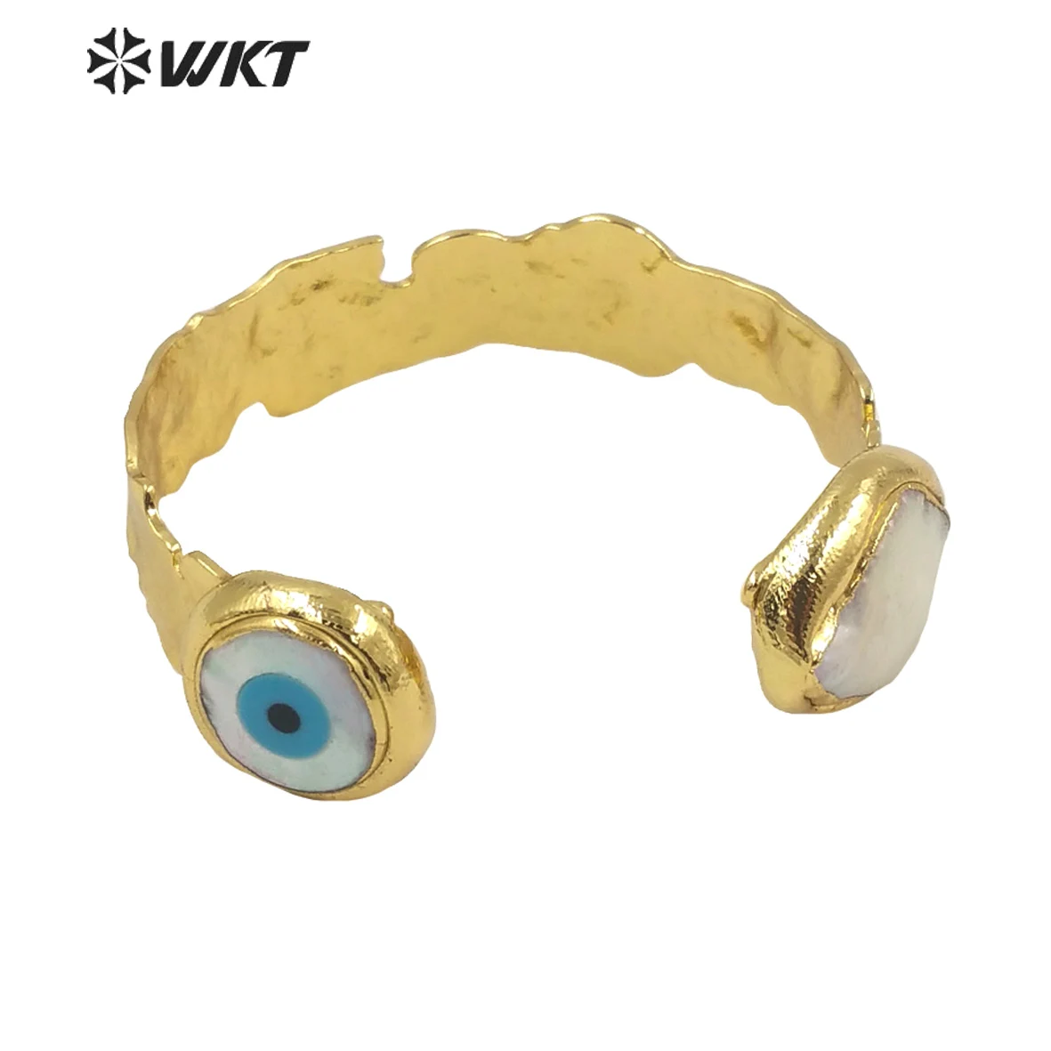 

WT-MPB044 WKT Vintage Gold Electroplated Pearl Devil Eyes Shell Bangle Religious Women Natural Shell Luxuriant Lady Bangle