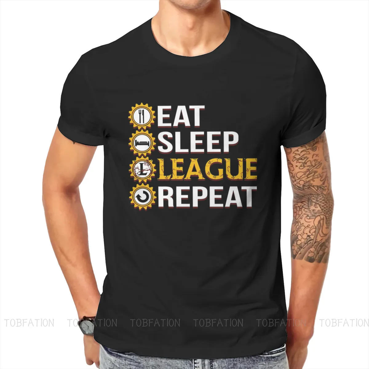 League Of Legends LOL TShirt for Men League Of Legends Eat Sleep League Repeat Funny Gifts EssentialTee T Shirt High Quality