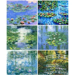 GATYZTORY DIY Painting by Numbers Claude Monet's Paintings Kinds of Water Lilies Impression Lotus Paints by Numbers Decor Art