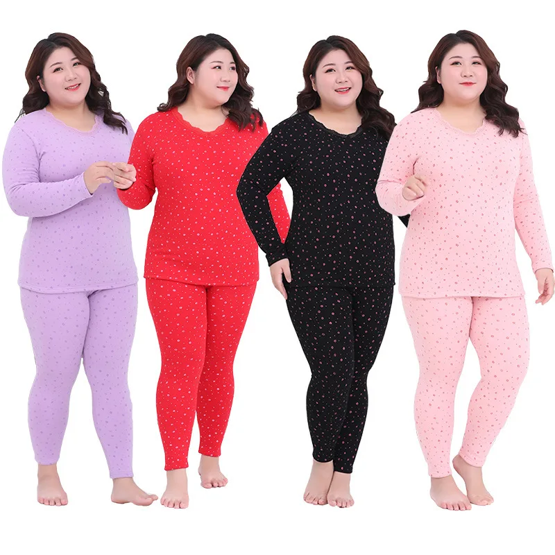 Women\'s Thermal Underwear Woman Winter Sets Plus Size Tops and Pants Two Piece At Home Suits Warm Long Johns Women Shaped Sets