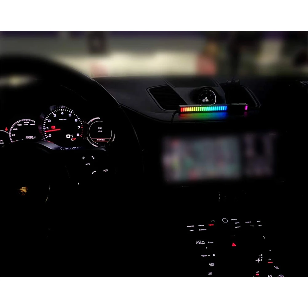 3D Level Light Bar Novelty Rhythm Lamp Creative RGB Music Sound Control PC Desktop Setup Backlight Car Vehicle Atmosphere Light