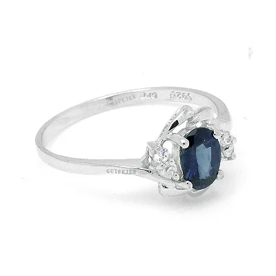 CoLife Jewelry Natural Navy Blue Sapphire Ring 4mm*6mm Real Chinese Sapphire Silver Ring 925 Silver Sapphire Jewelry