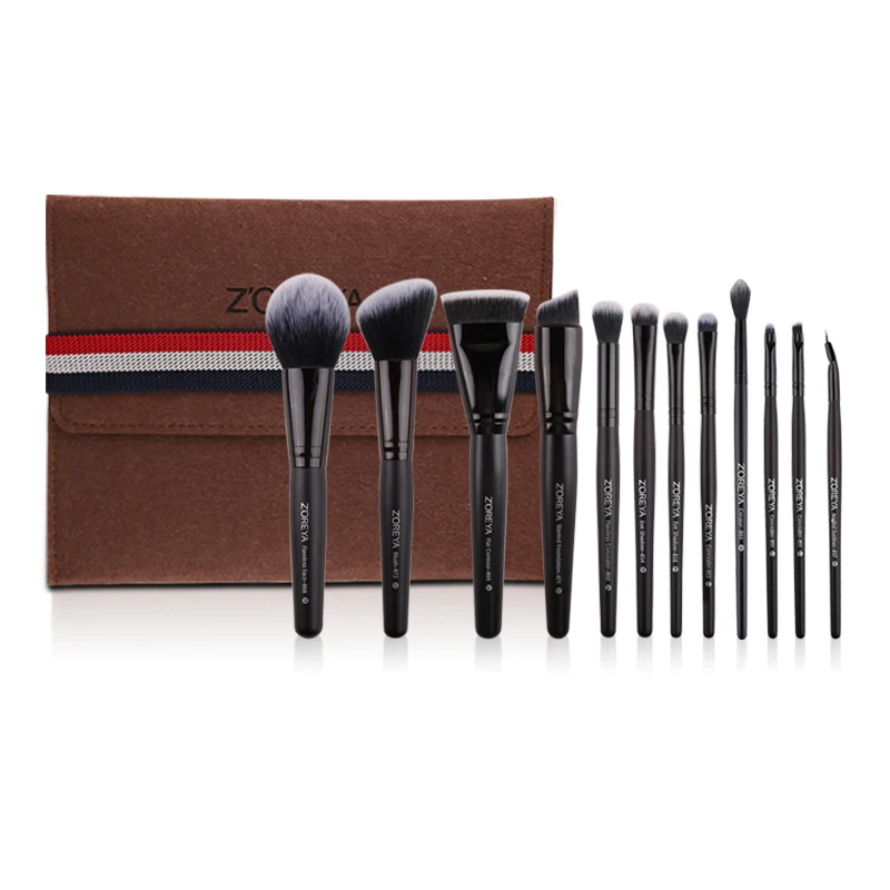 ZOREYA 12pcs Professional Makeup Brushes Set Foundation Powder Eyeshadow Eyebrow Make Up Brush Kit Box Cosmetic Beauty Tool