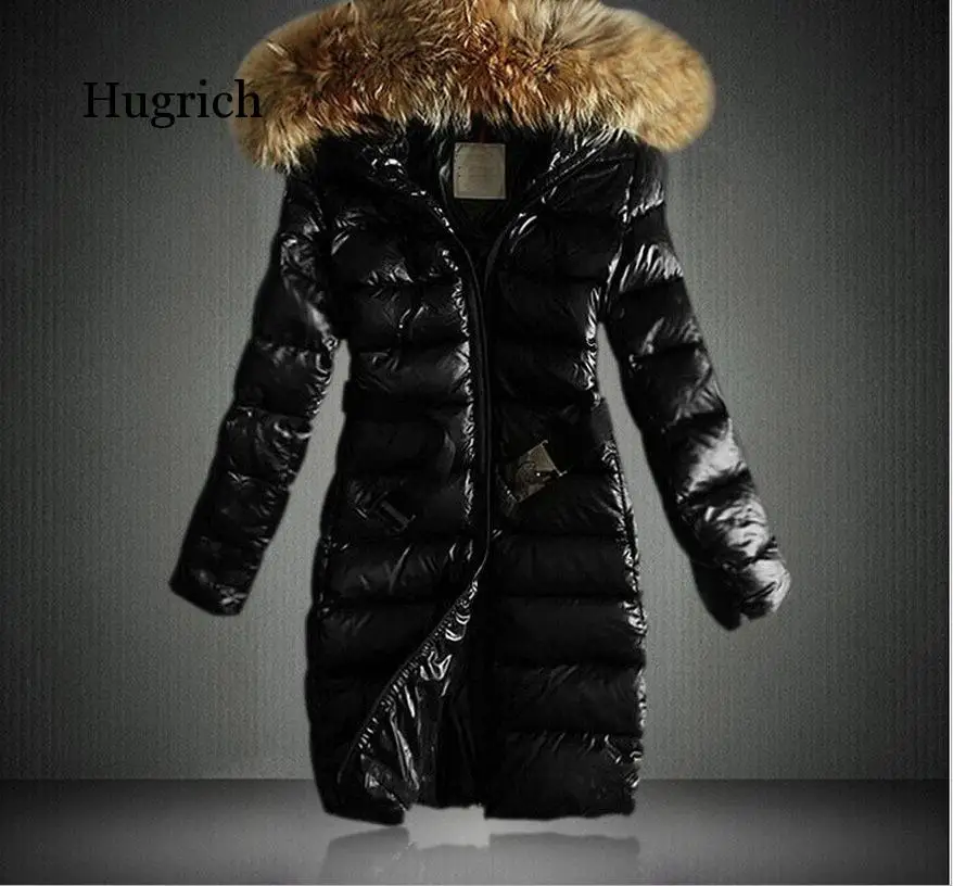 2021 European Winter New Style Big Fur Collar Fashion Slim Middle with Belt Cotton Padded Women