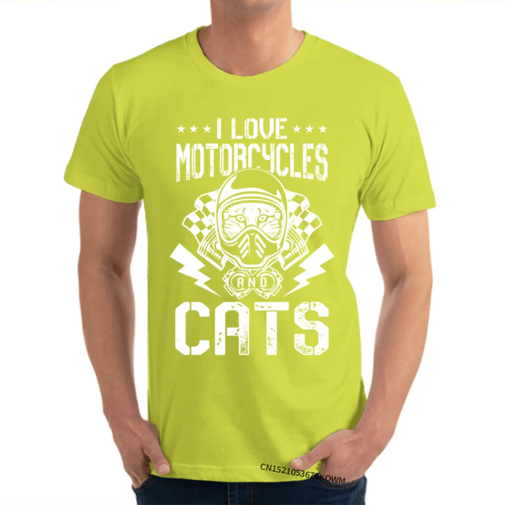 I love Motorcycles and Cats Casual Cotton Men Short Sleeve T Shirt Funny Summer/Fall T Shirt comfortable Tops Shirts Wholesale