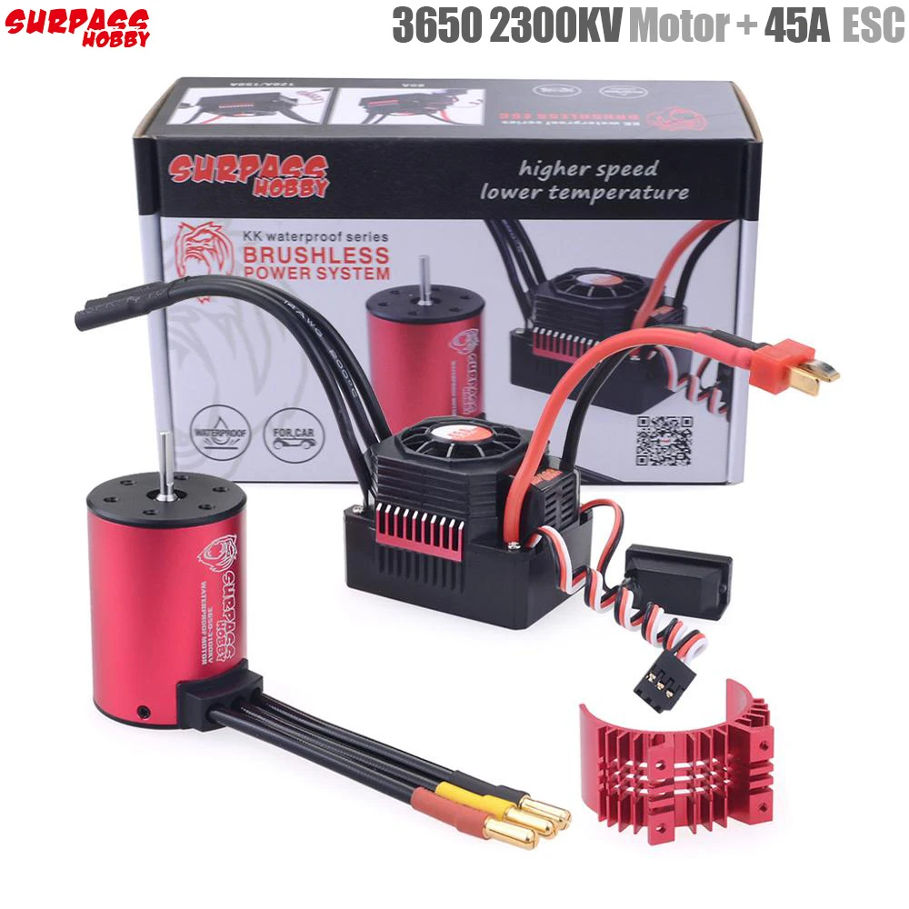 

SURPASS HOBBY KK Waterproof Combo 3650 2300KV 3600KV Brushless Motor w/45A/60A Brushless ESC Heat Sink for RC 1/10 GTR/Lexus Car