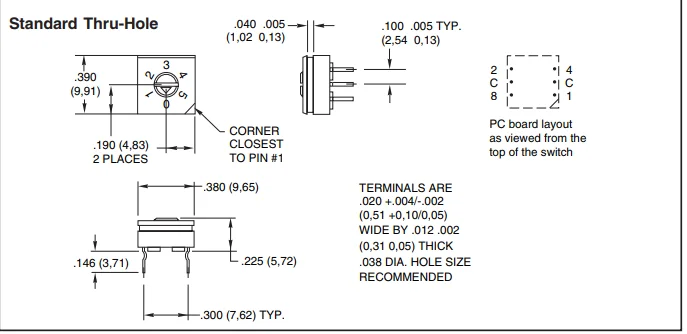 Original new 100% 94HAB16T 0-F 16 bit rotary code switch DIP 6pin