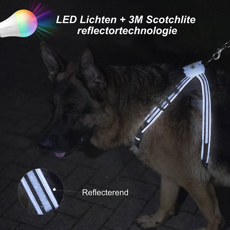 LED Dogs Harness Pet Harness Vest No Pull Large Dog Chest Straps USB Rechargeable Glowing Puppy Lead Pets Vest Pet Supplies