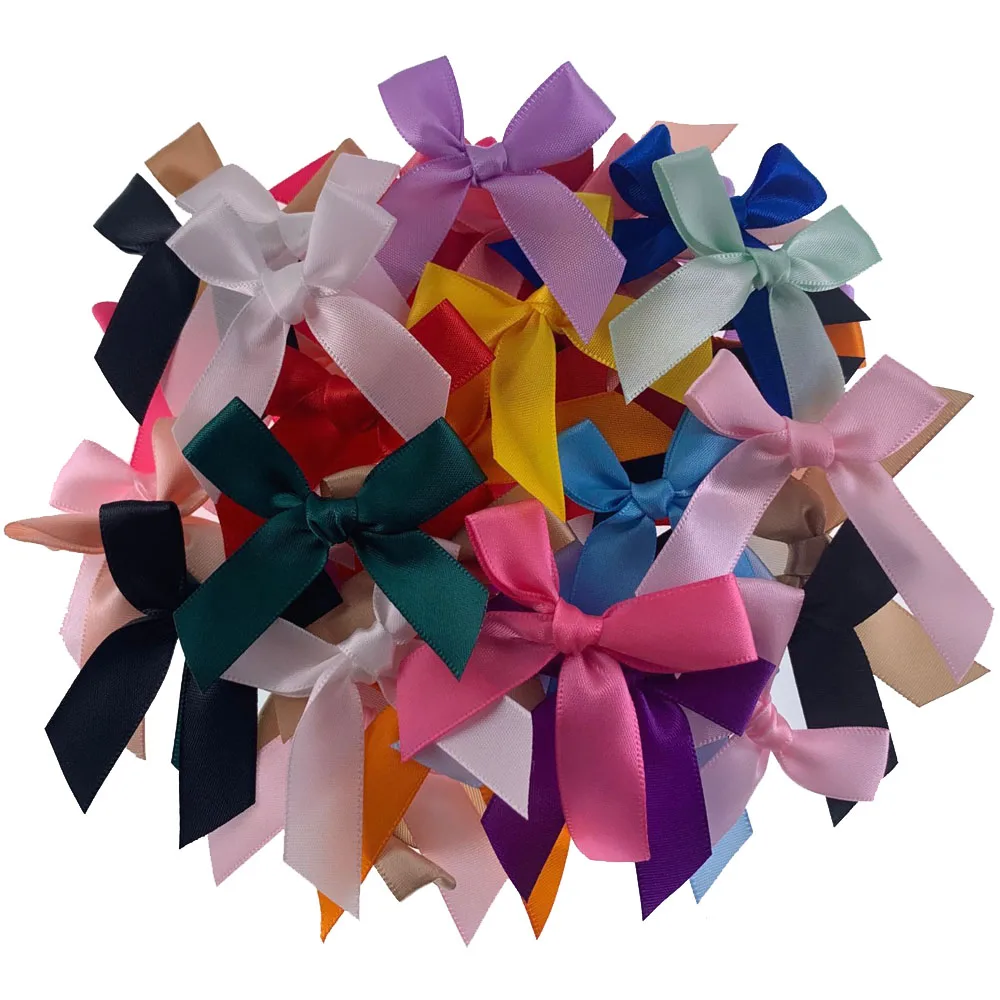 30/50/100PCS Mixing Ribbon Bows Polyester Satin Ribbons Christmas Bows Flower For Packing Craft DIY Accessories 60*60mm